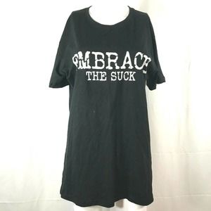 Chicyea T-Shirt Womens Sz M Black Embrace The Suck‎ Graphic Short Sleeve